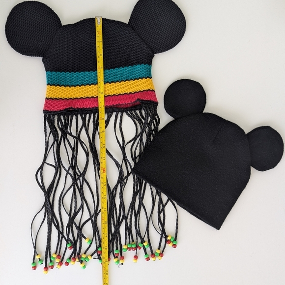 Disney Park Mickey Mouse Ears Hat BUNDLE Jamaica Reggae Rasta Dread Locks Beanie - Picture 2 of 13